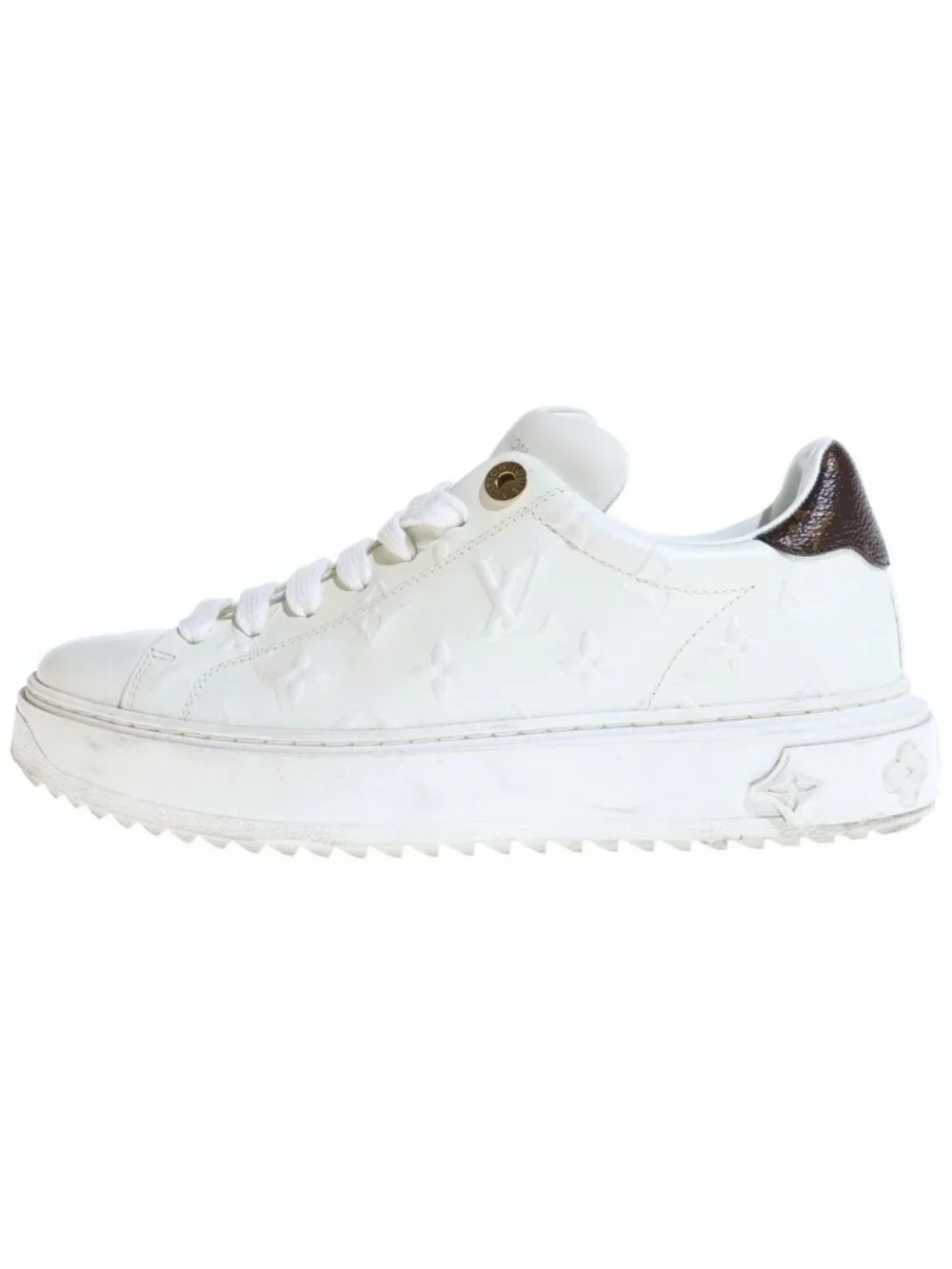 Louis Vuitton Monogram Timeout Line Low Top Sneakers Ivory Brown Leather